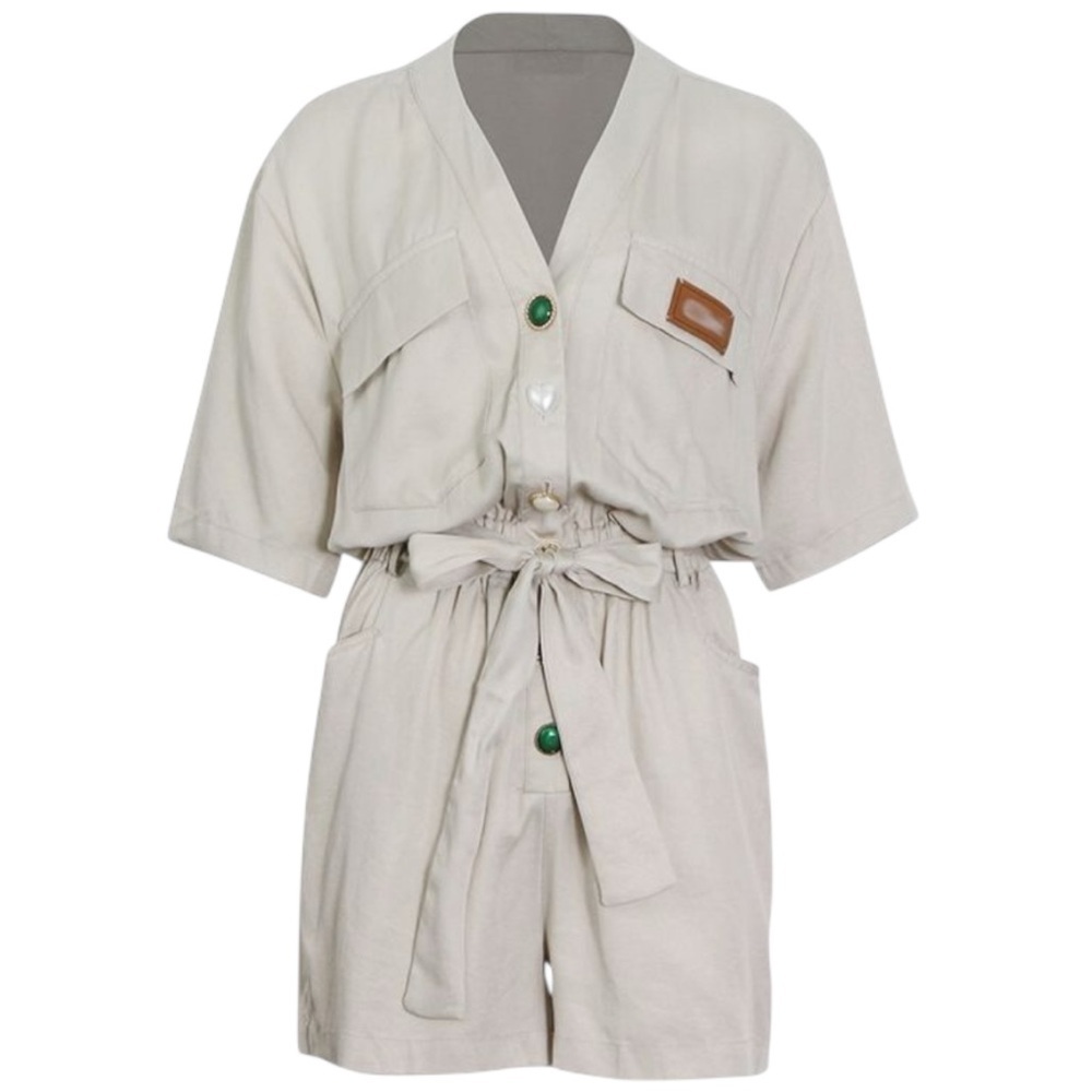 CHLOÉ Women’s Stylish Khaki Button-Up Playsuit